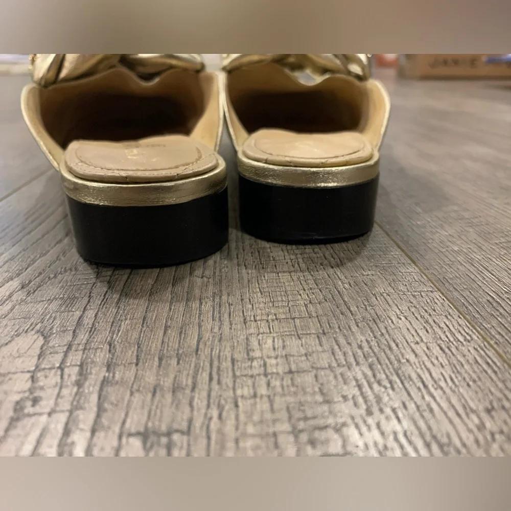 Chanel Metallic gold Leather Braided Chain Mule - Picture 7 of 11